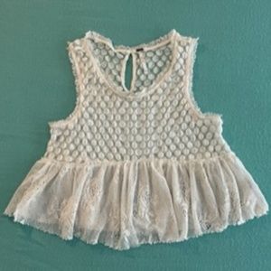Free People Cute Cream White Lace Top!!